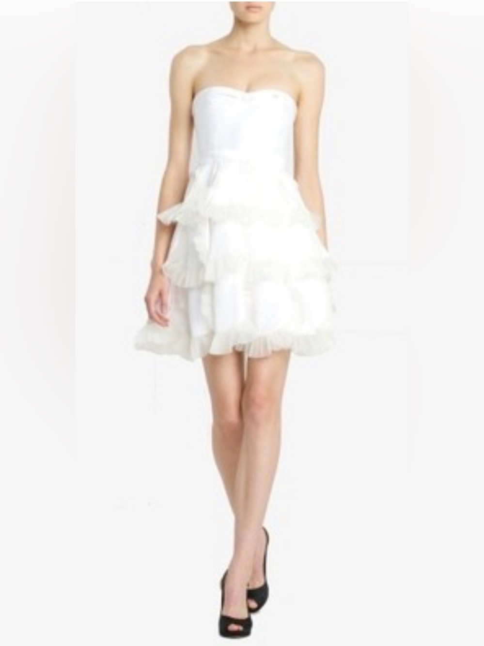 White BCBG Tiered Petal Dress size 2 petite